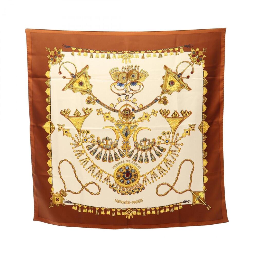 HERMES Brown Silk Scarf